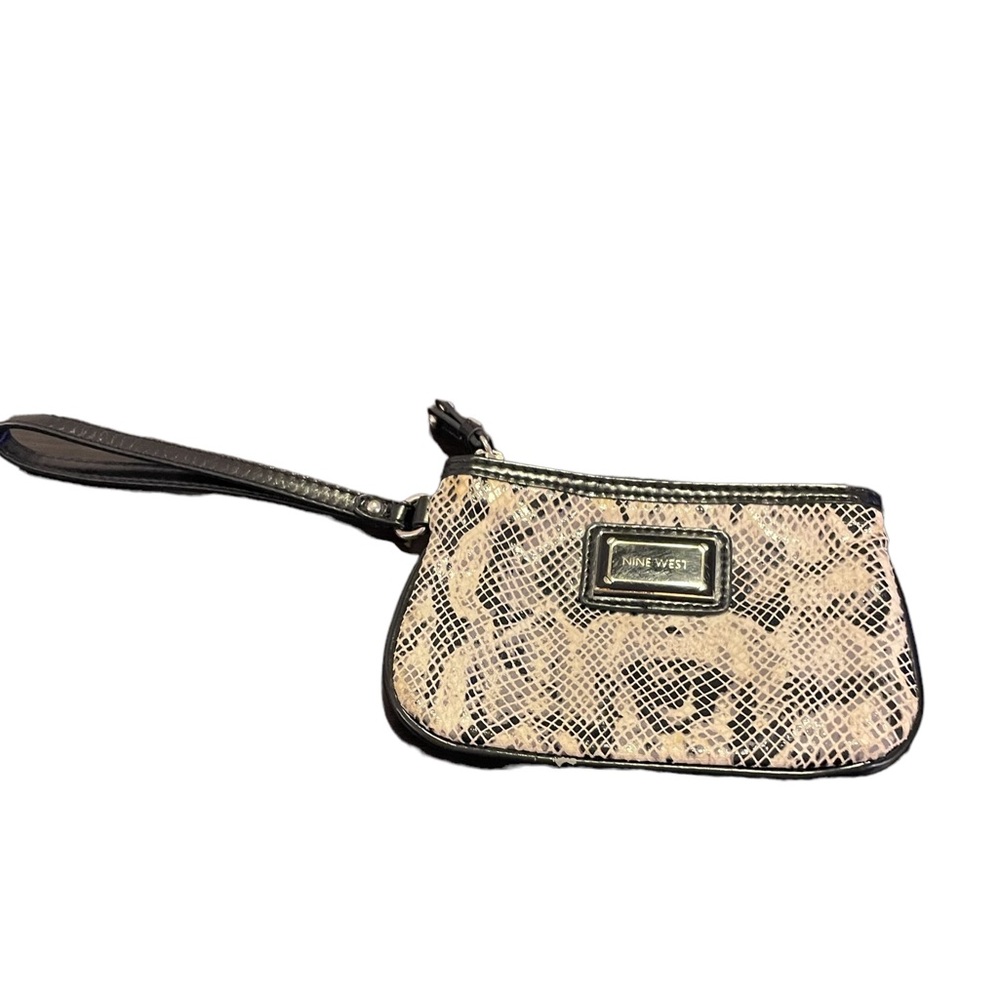 Nine West Faux Snakeskin Wristlet with Pink Lining